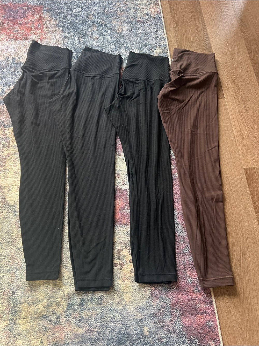 Lululemon Ribbed Leggings.SZ 10 Gently used.Will separate for 85 a pair.